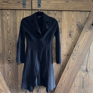 100% Wool Black Long Elegant Cardigan